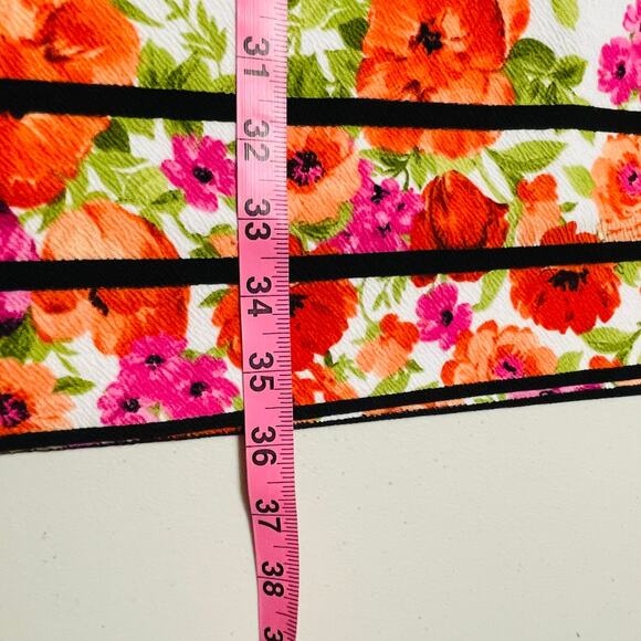 Jessica Simpson White Black Stripes Pink Floral Short Sleeve Shift Dress Plus 14 - Picture 14 of 14